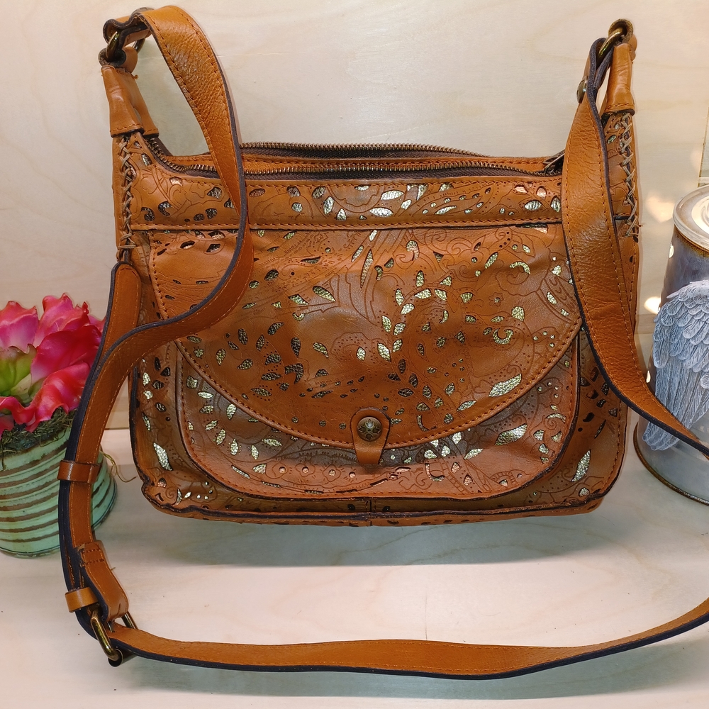 Patricia Nash Tan Leather Shoulder Bag